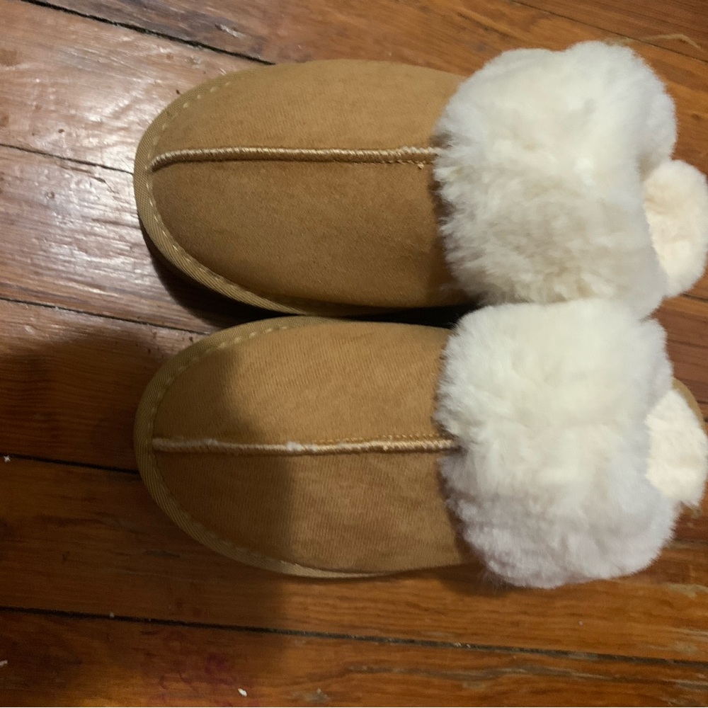 I got some brown plush slippers